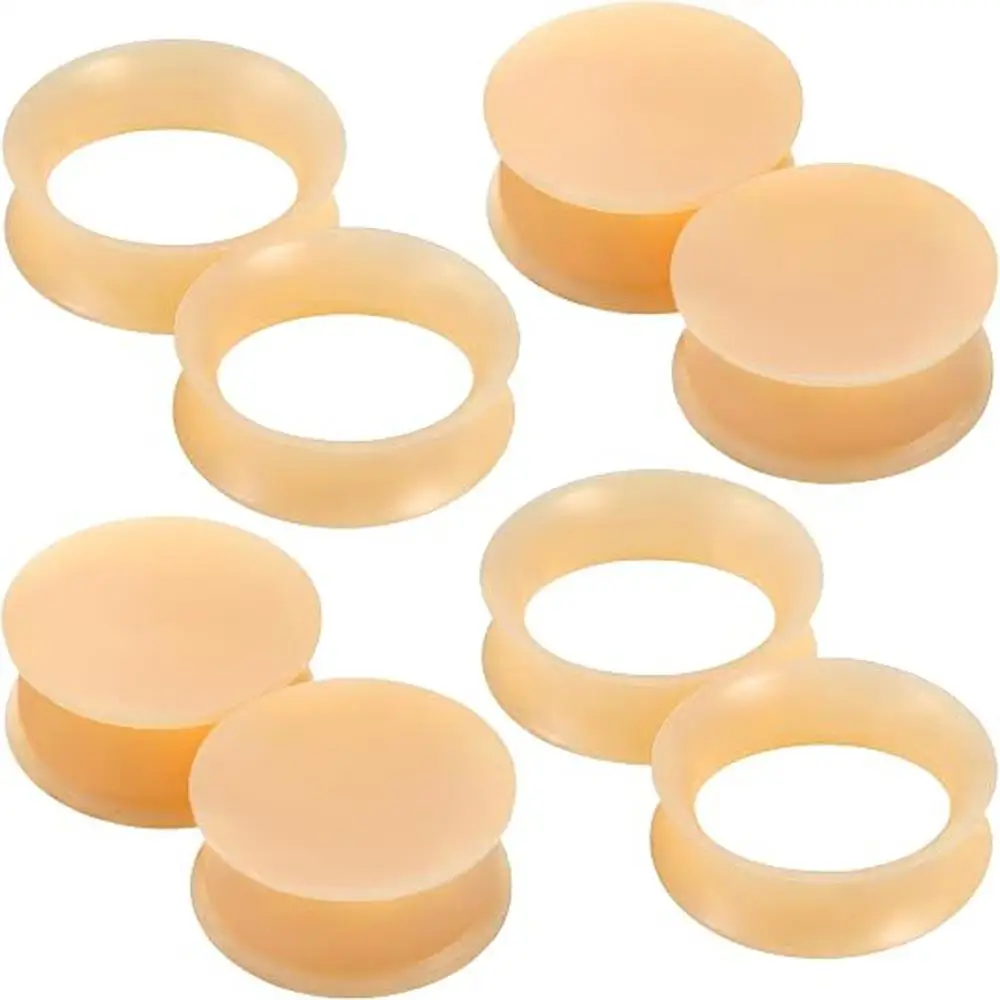 1/2Pairs Flesh Skin Tone Hollow Silicone Tunnels Plugs for Ears Double Flare Stretching Kit Ear Expander Piercing Jewelry