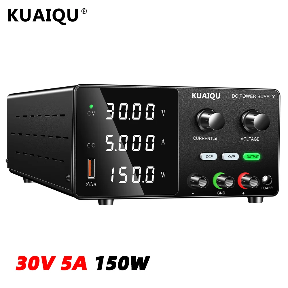 KUAIQU SPPS-G305 Adjustable Voltage Regulator Bench DC Power Supply 30V 5A 150W with OCP/OVP Protection Precision Encoder Knob
