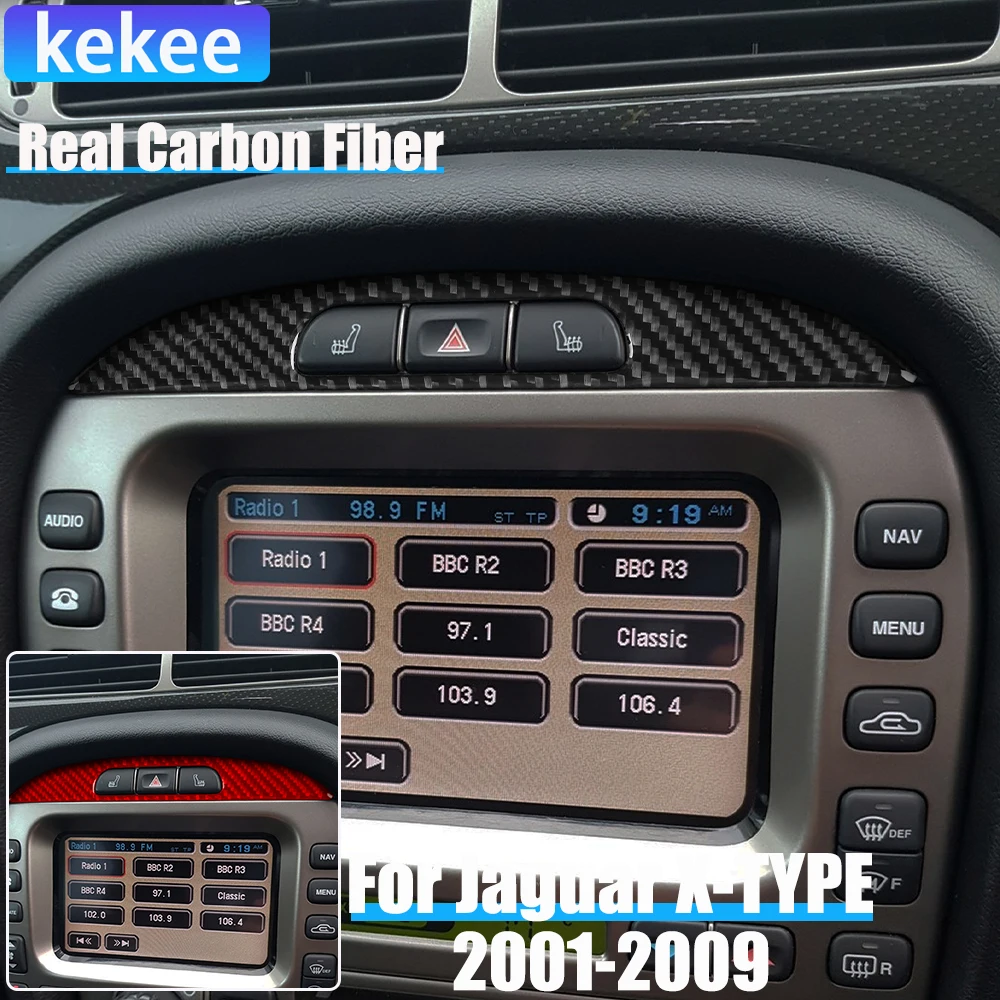 

Real Carbon Fiber Car Accessories Hazard Warning Light Panel Decorative Trim Cover Soft Sticker For Jaguar X-TYPE X400 2001-2009