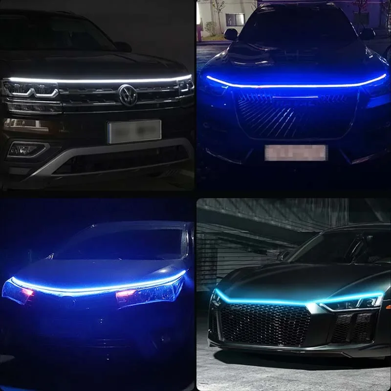 12V LED Car Hood Atmosphere Light Strip Wodoodporna automatyczna dekoracja zewnętrzna Oświetlenie Dekoracyjny reflektor Lampa otoczenia Uniwersalna