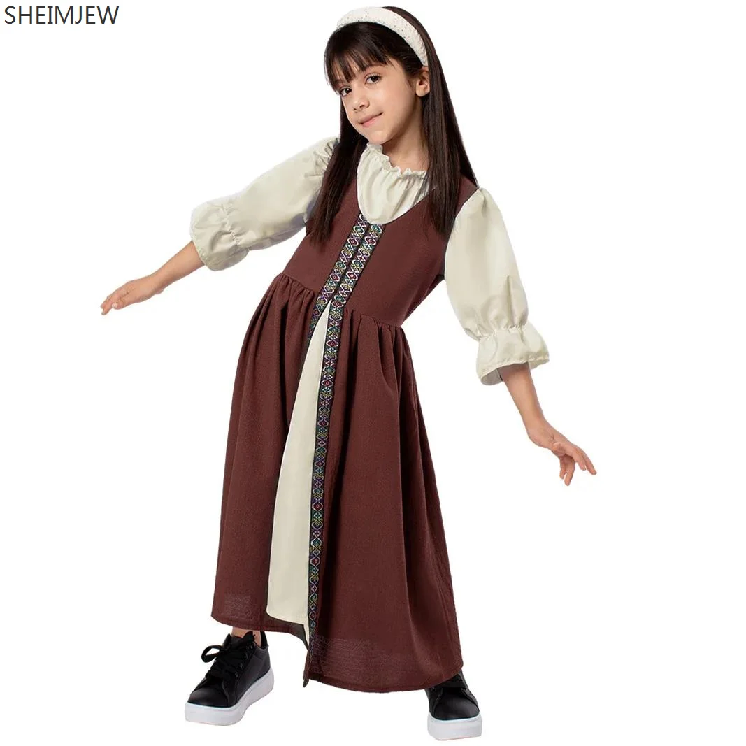 جديد ريترو القرون الوسطى قصر نمط تأثيري ملابس الأطفال دور اللعب فستان طويل مرحلة الأطفال الأداء سلسلة جديدة فستان #3