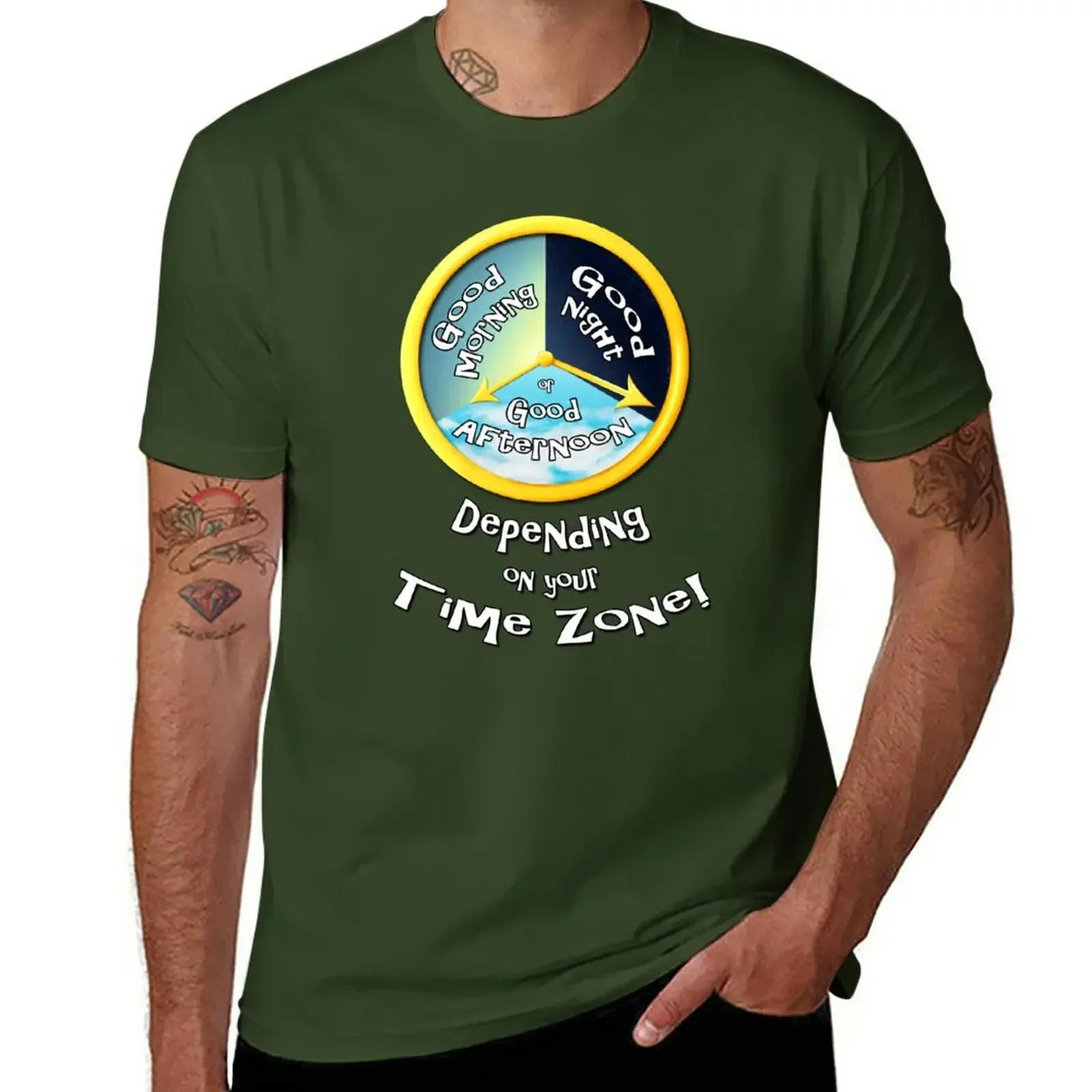 Depending on your Time Zone! T-Shirt tops plus size tops graphic t shirt vintage workout shirts for men