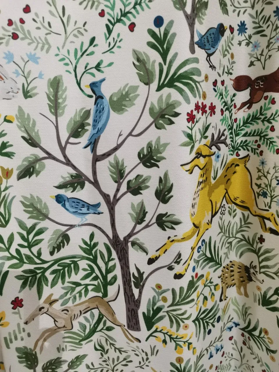 Custom American Pastoral Funny Forest Children's Cartoon Animals Cotton Linen Fabric Curtains for Living Dining Room Bedroom