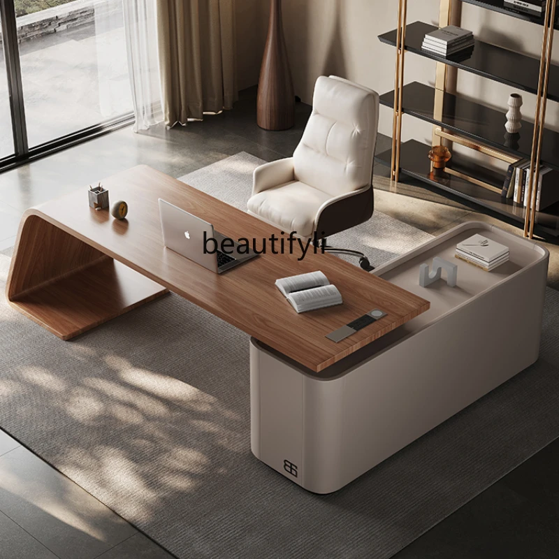 

Italian solid wood desk home study computer writing desk