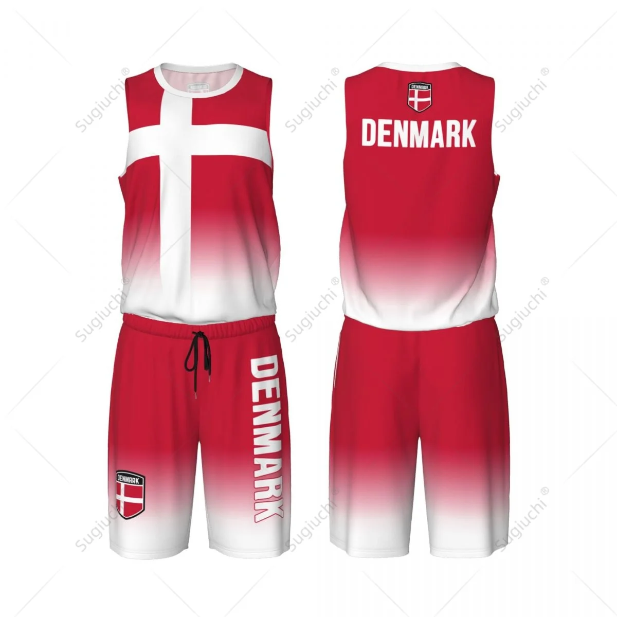 

Мужской баскетбольный комплект с флагом Дании: сетчатая рубашка и брюки без рукавов, эксклюзивный дизайн, с возможностью нанесения индивидуального имени и номера, унисекс.