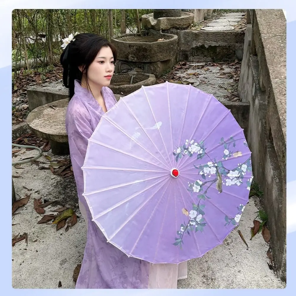 56cm Umbrella Fan Chinese Antique Style Tassel Cosplay Hanfu Oil Paper Umbrella 10 Colors Silk Cloth