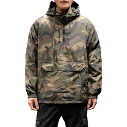 YASUGUOJI New 2022 Autumn Japanese Vintage Camouflage Jacket Men Streetwear Pullover Men Jacket Pocket Loose Hooded Mens Jackets