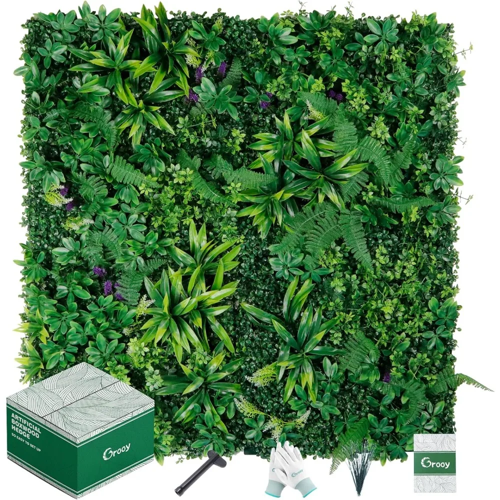

Artificial Box Wooden Board, Grass Wall Panel 20x20 (12 Pieces), Privacy Fence Screen with UV Protection, Fake Green Background