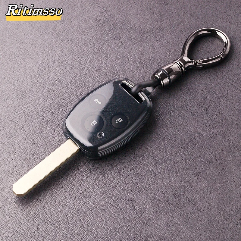 Key Fob Cover with Keyring for Honda 2003-2012 Accord 2006-2013 Civic 2005-2006 CR-V Pilot Fit Odyssey Ridgeline Smart Key