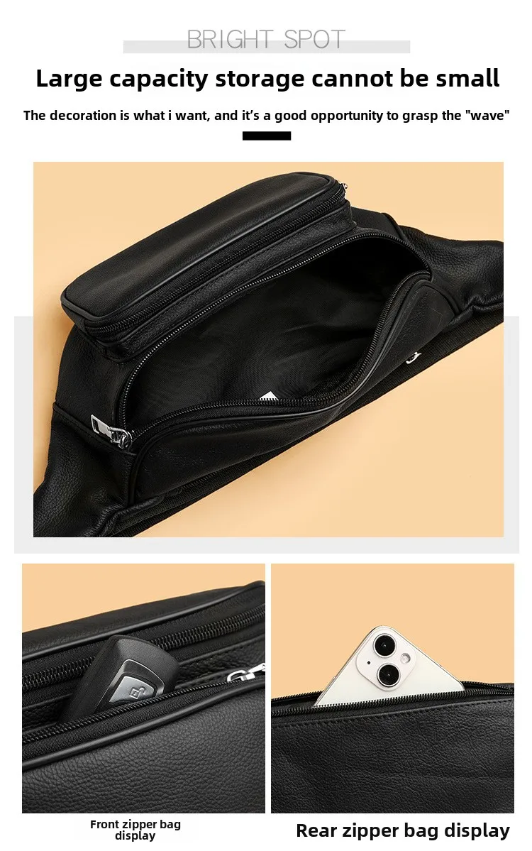 New Men's Chest Bag, Fashionable Genuine Leather, New Unisex Cowhide Single Shoulder Casual Shoulder Bag