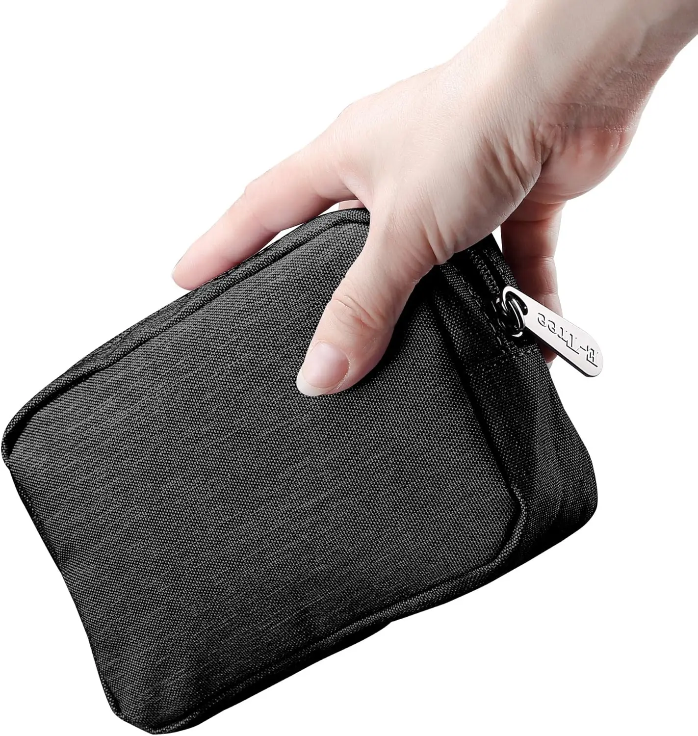 

Милый компактный чехол для косметики, туалетных принадлежностей и техники - черный дорожный органайзер на молнии