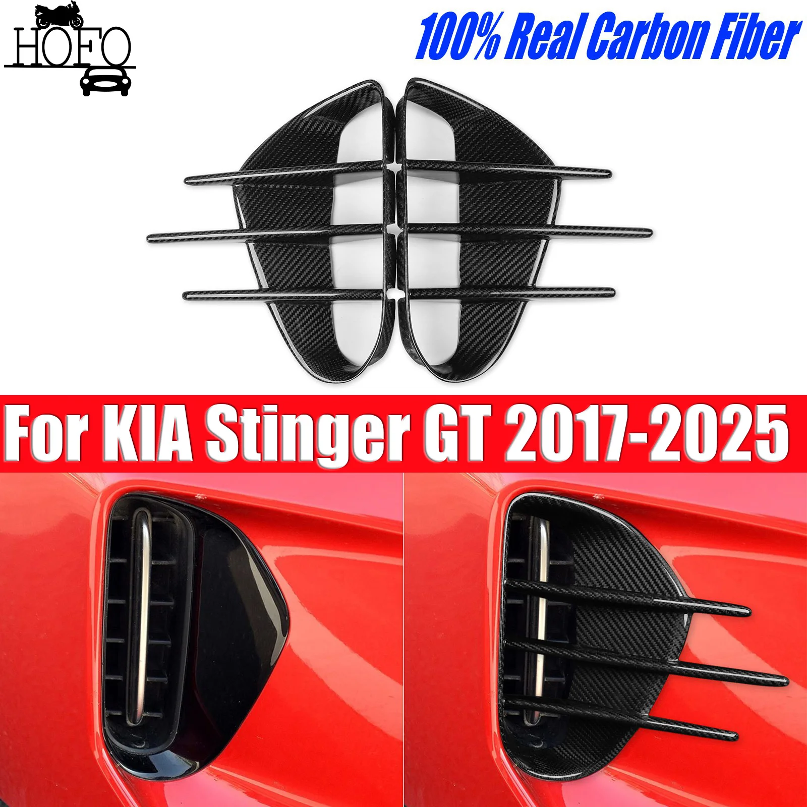 For KIA Stinger GT 2017-2025 Front Bumper Side Canard Trim