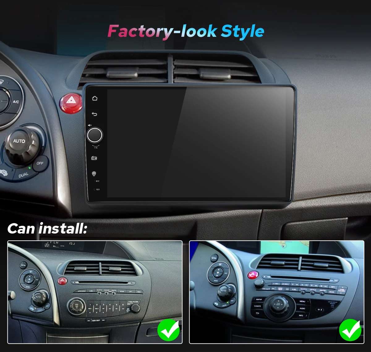 JOYING for Honda Civic Hatchback 2006-2011 LHD 8th Gen FK/FN Android Car Stereo Wireless CarPlay Android Auto GPS Plug & Play