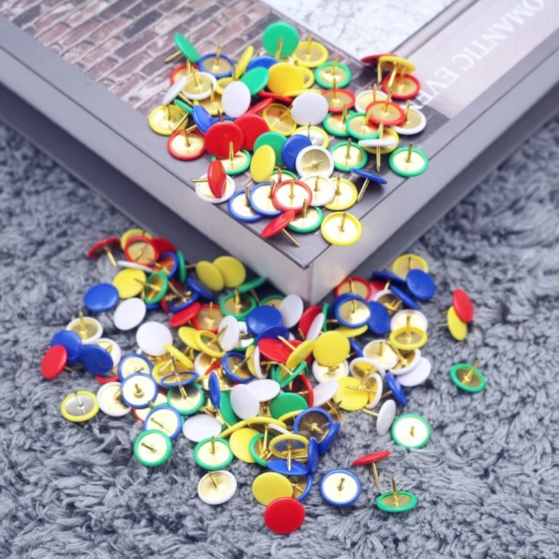 100 Peças Cores Metal Pins Push Pins Tachinhas Decorativas para Mapas de Parede, Fotos, Bulletin Board ou Cork Boards