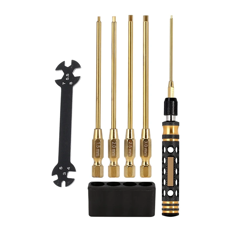 Hex Screwdriver 4 In 1- Hex Wrenches Set 1.5Mm 2.0Mm 2.5Mm 3Mm With 4 In 1 Cross Wrench 4 5 5.5 7Mm- RC Tool Kit