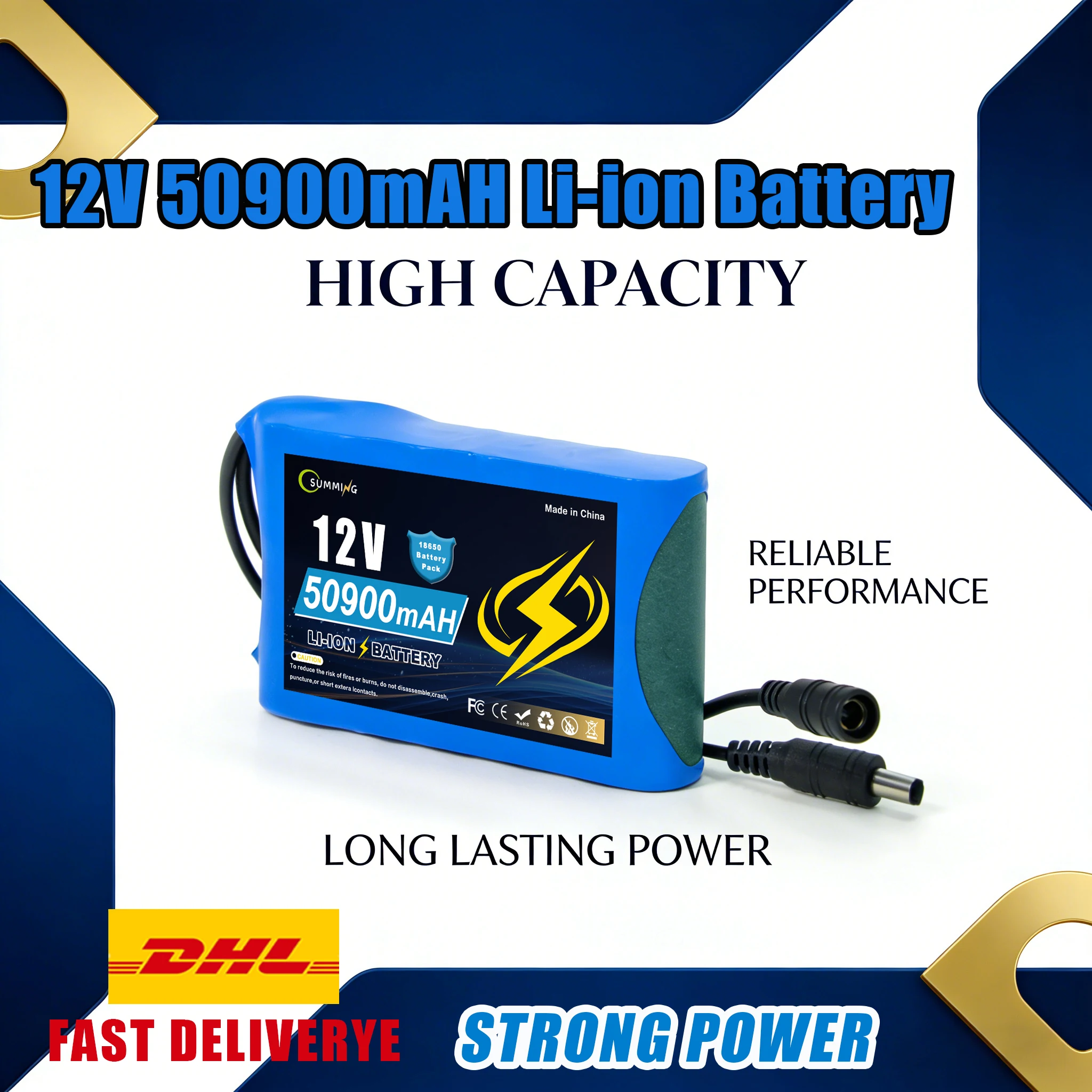 

12V 50900mAh Deep Cycle️Battery 12.6V 50.9Ah 100% New for Trolling Motor, Solar Energy Storage +Charger