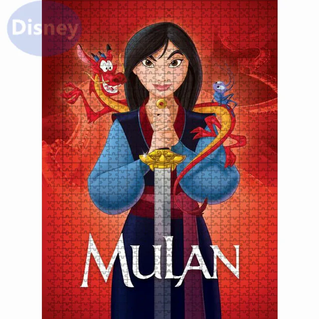 Puzzle de dessin animé Disney Mulan pour enfants, jeu de puzzle, décoration de vacances, cadeau pour fille, 1000 pièces