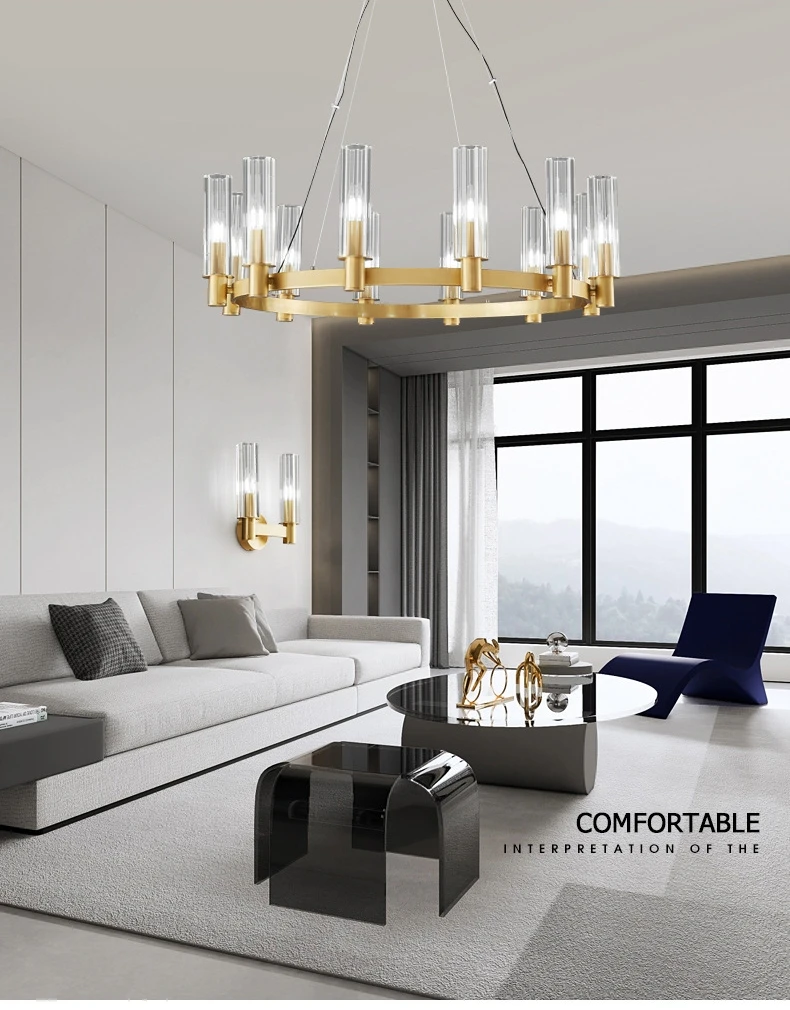 American Retro E14 Pendant Lights Living Room Crystal