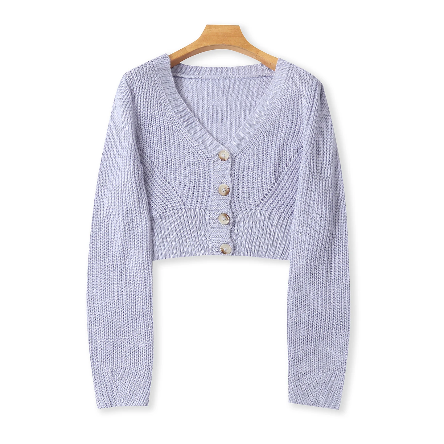 

V-Ne Long Sve Knitted Cardigan ort Sle Single Button Women's Faion Autumn New Arrival Pure Color Slim Fit Spring T...