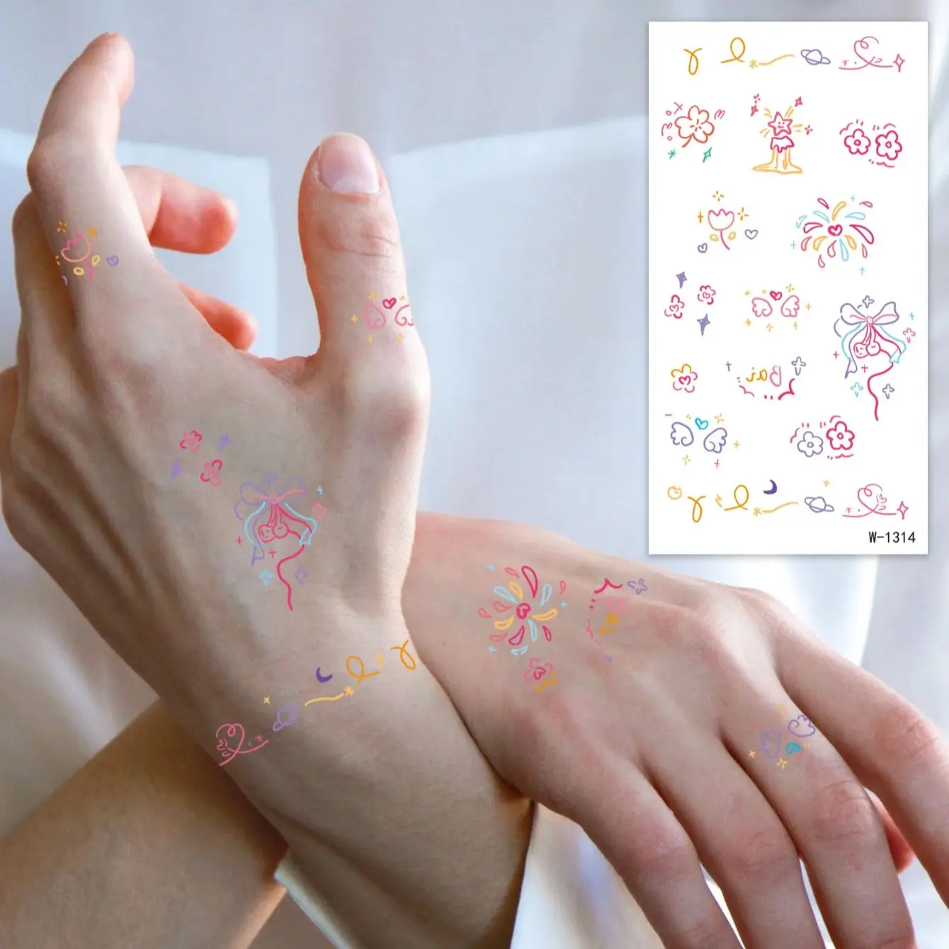 ملصق وشم مؤقت صغير ملون كرتوني لطيف مقاوم للماء ملصق وشم للرجال والنساء ملصقات وشم مزيفة على شكل فن الجسم