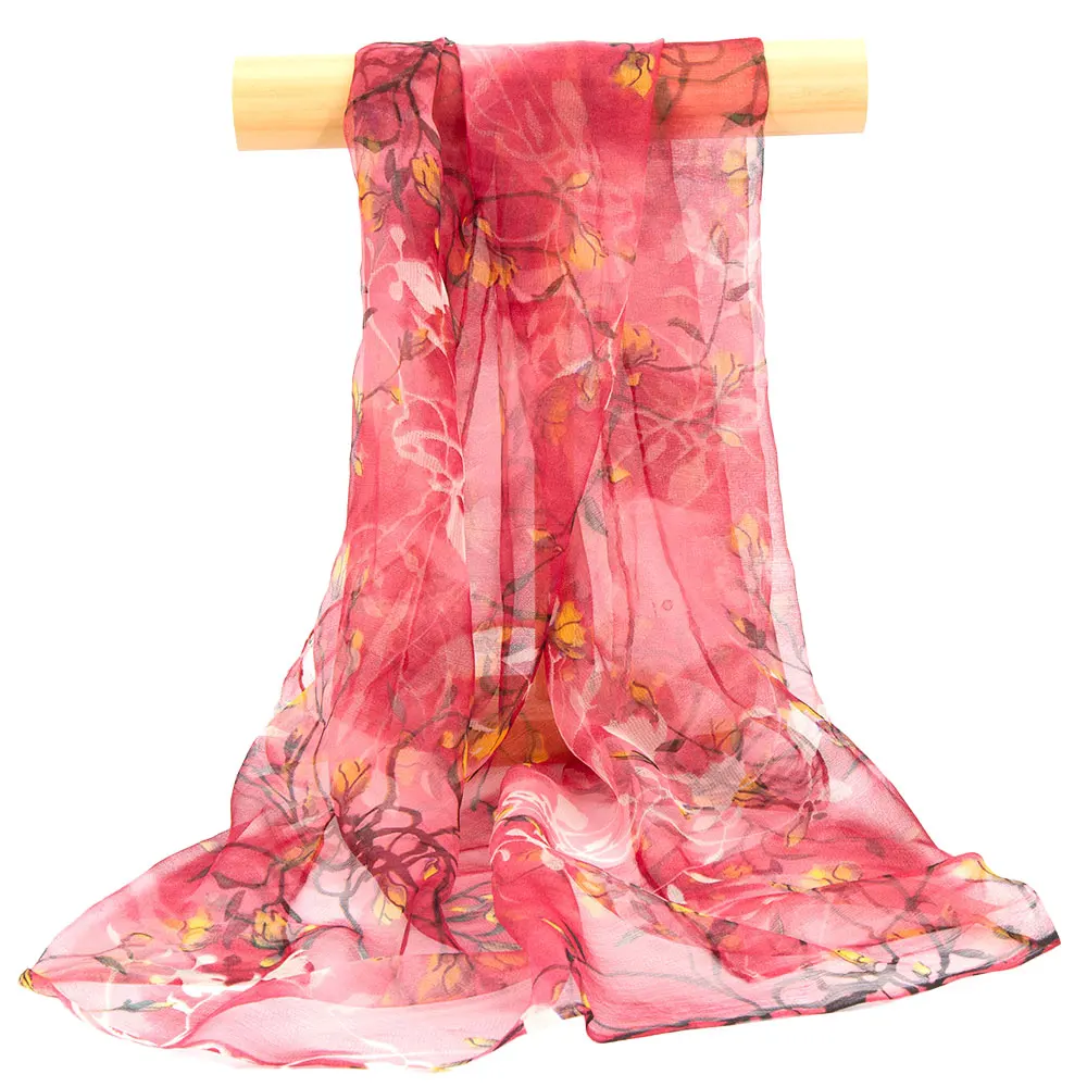 100% Silk Scarf Women Bandana Female Hijab Women's Flower Shawl Wholesale Dongfeng Yarn Headband Gift for Lady Multi Size Color