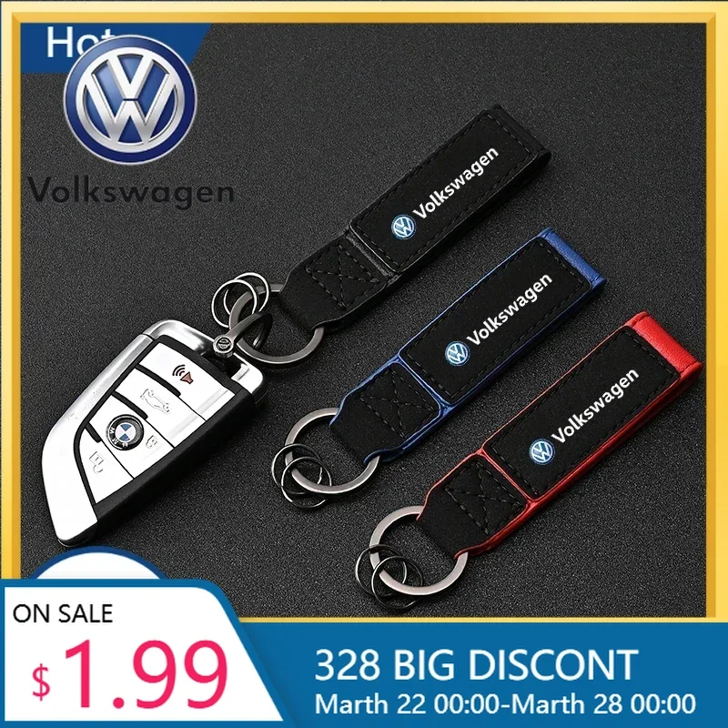 

VW New Vintage Leather Car Logo Key Chain Keyring Auto Interiors Accessories For Volkswagen VW Rline Amarok T5 Phaeton Tiguan
