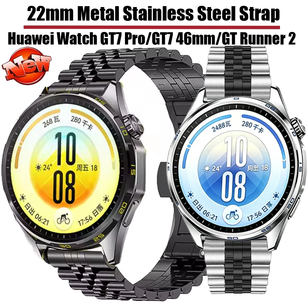 22mm Metall-Edelstahl-Armband für Huawei Watch GT7 Pro/GT7 46mm/GT Runner 2 Komfortables Armband für Huawei Watch GT6/5 Pro 46mm