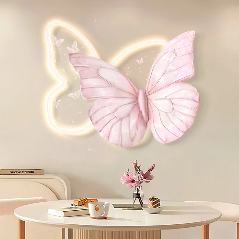 Cream style butterfly texture painting, three-dimensional restaurant decoration painting, high-end wall lamp painting