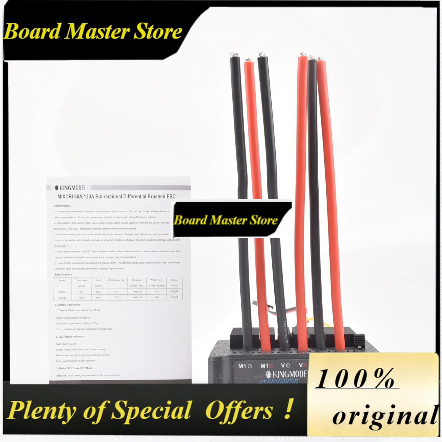 BoMaS60A/120A Dual Way Bidirectional Brushed ESC10V-32V Battery SpeedControl For Rc Model Boat/tank/Car 550775/795 Brushed Motor