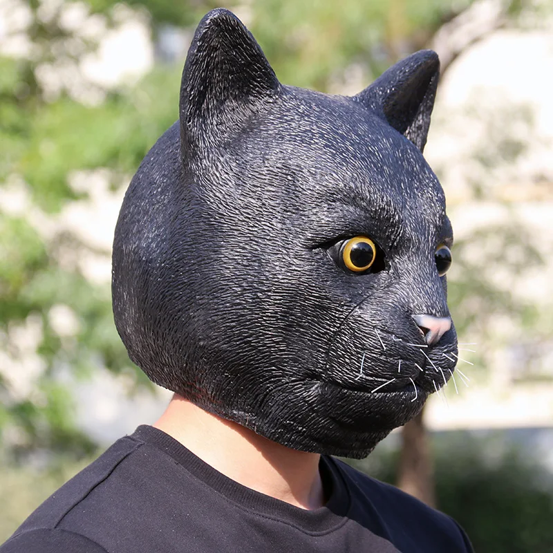 Halloween cosplay Black Cat Mask Crazy Zootopia Black Cat Latex Headset 3D Party Mask