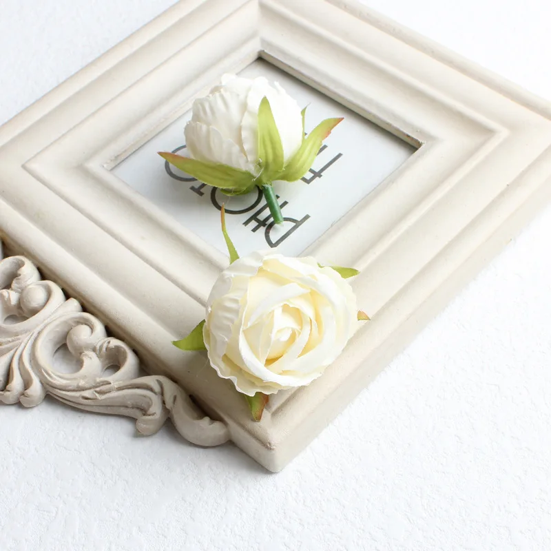 Artificial Silk Tea Rose Bud Flower Heads, Wedding Bouquet Wall, Event Party, Garland, Decorative Headware, DIY, 15Colors, 4cm