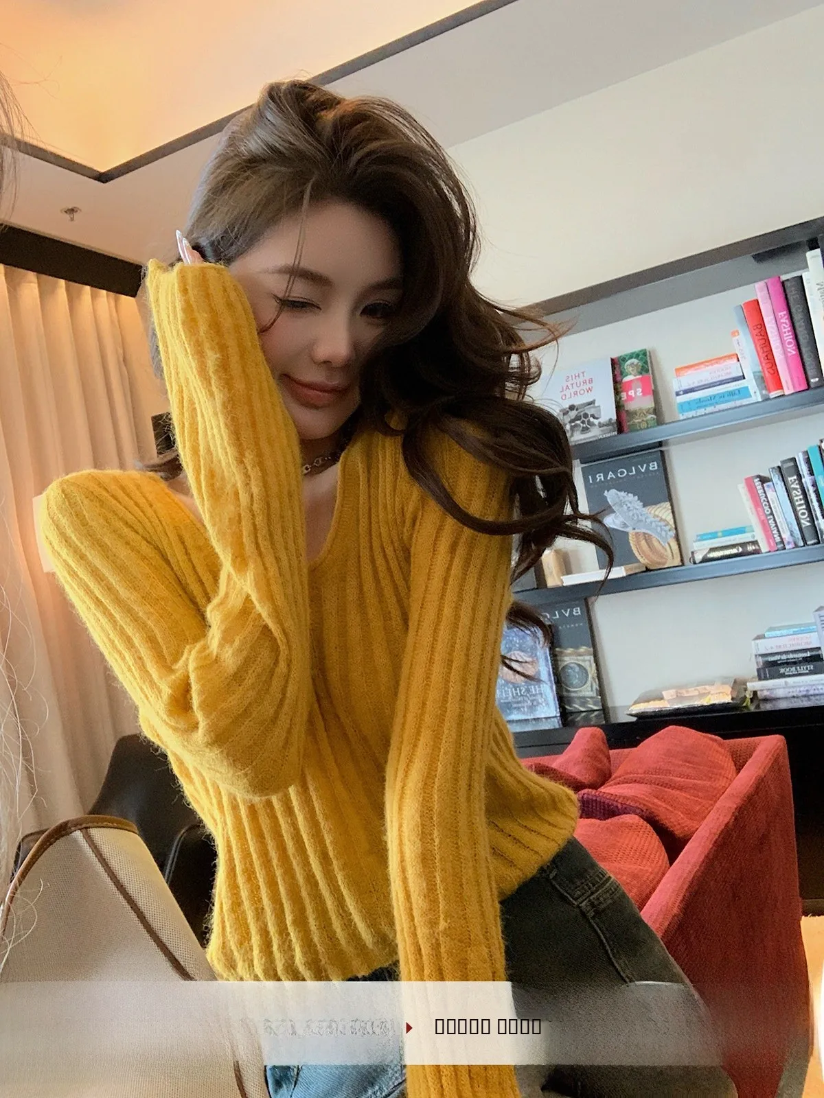 

Свободный джемпер с длинным рукавом и круглым вырезом для женщин, желтый, весенний, новый, удобный, повседневный, из смеси нейлона и полиэстера