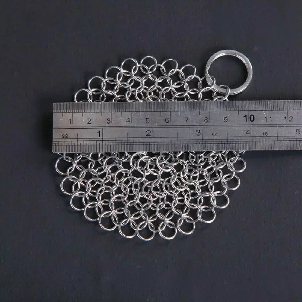 Metal Mesh Scrubber For Cast Iron Cookware Stainless Steel Chainmail Pad Kitchen Cleaning Tool For Pot Pan Grill Surface