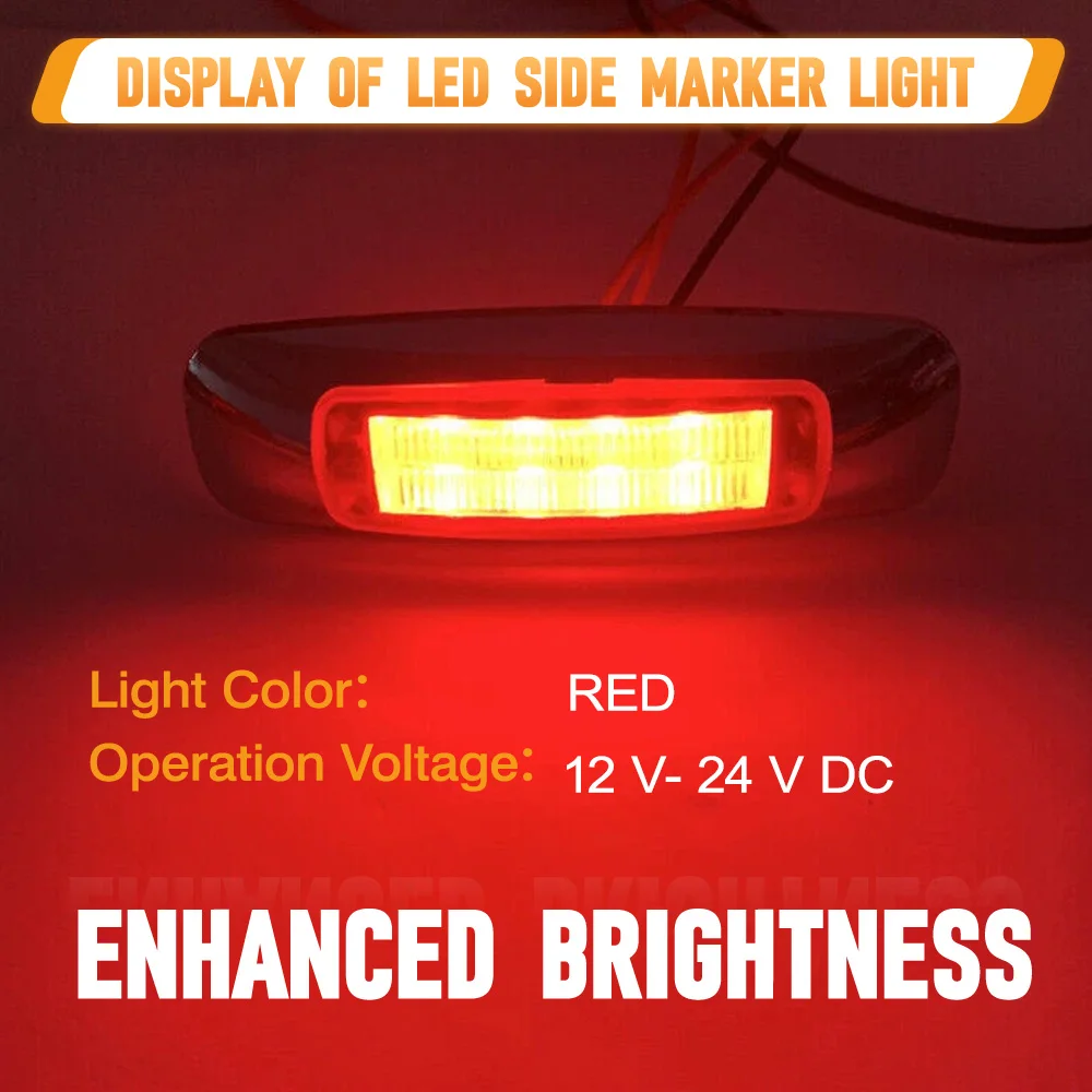 

2 pcs LED Side Marker Light Warning Turn Signal Lamp 12 V–24 V Tail Light Red/Amber Light For SUVs trailers trucks caravans