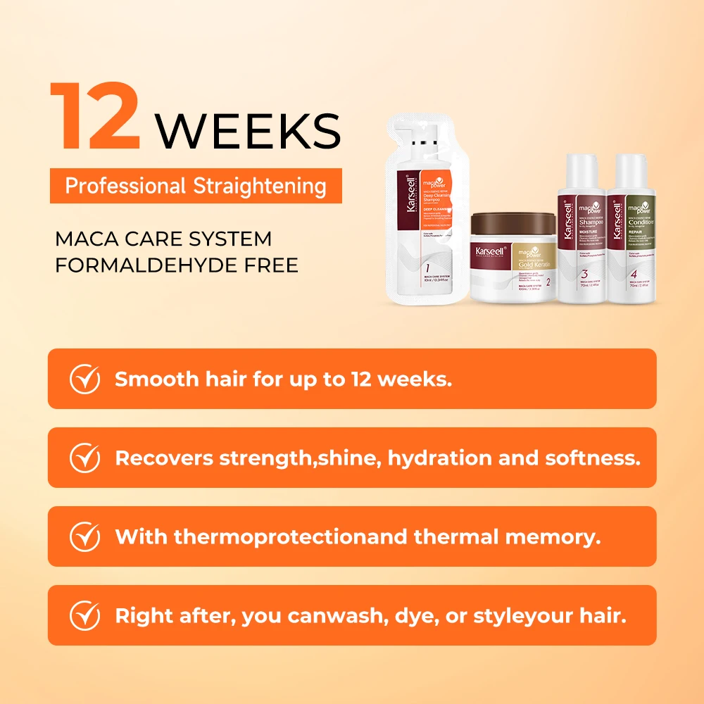 Karseell-mascarilla para el cabello de queratina dorada, Kit de alisado de cabello dañado de reparación rápida, suave, liso y brillante, protector para el cuidado del cabello