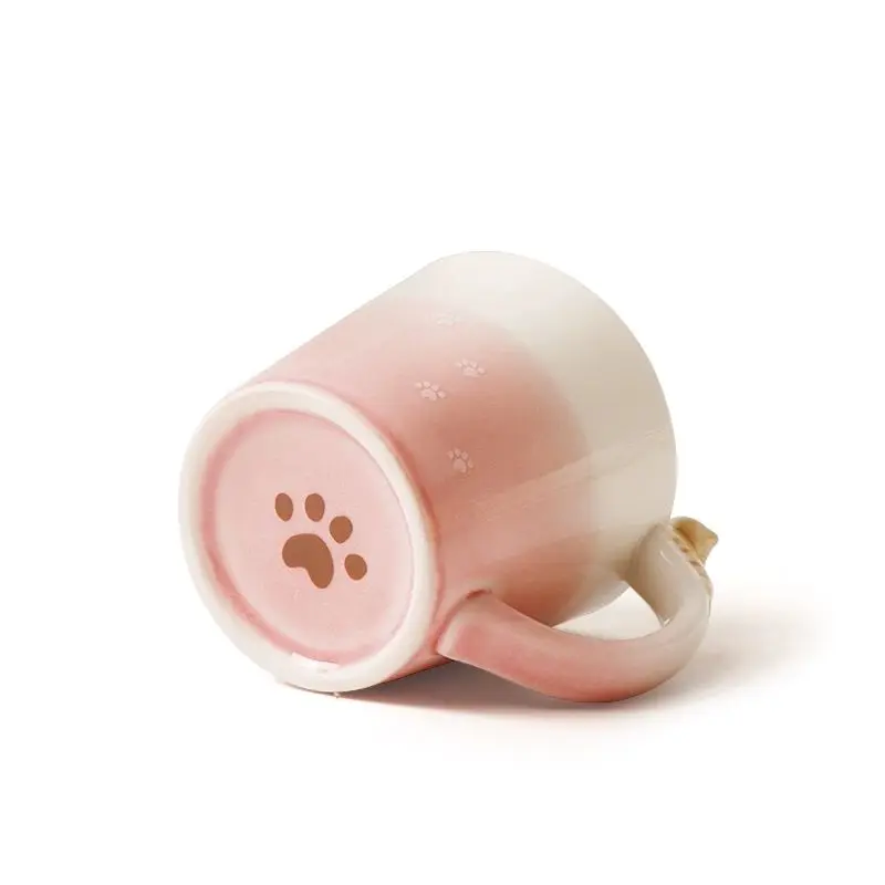 3D Stereoscopic Cat Ceramic Cup Pink Cartoon Household Coffee Drinking Water Simple Cute Creative Mug Design Couple Gift