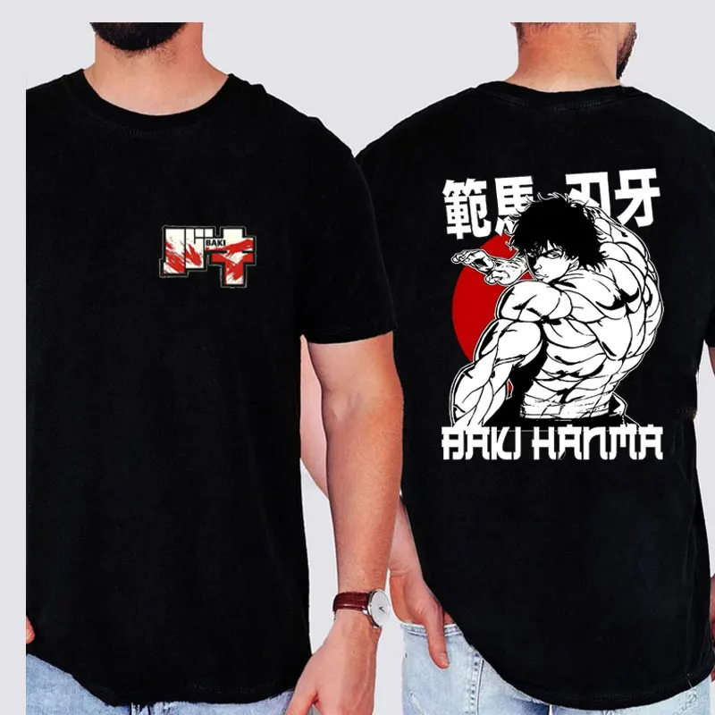 

Baki Hanma японская аниме-рубашка Grappler Harajuku футболки с мультяшным графическим принтом футболка с двусторонним принтом и круглым вырезом хлопковая уличная одежда топ