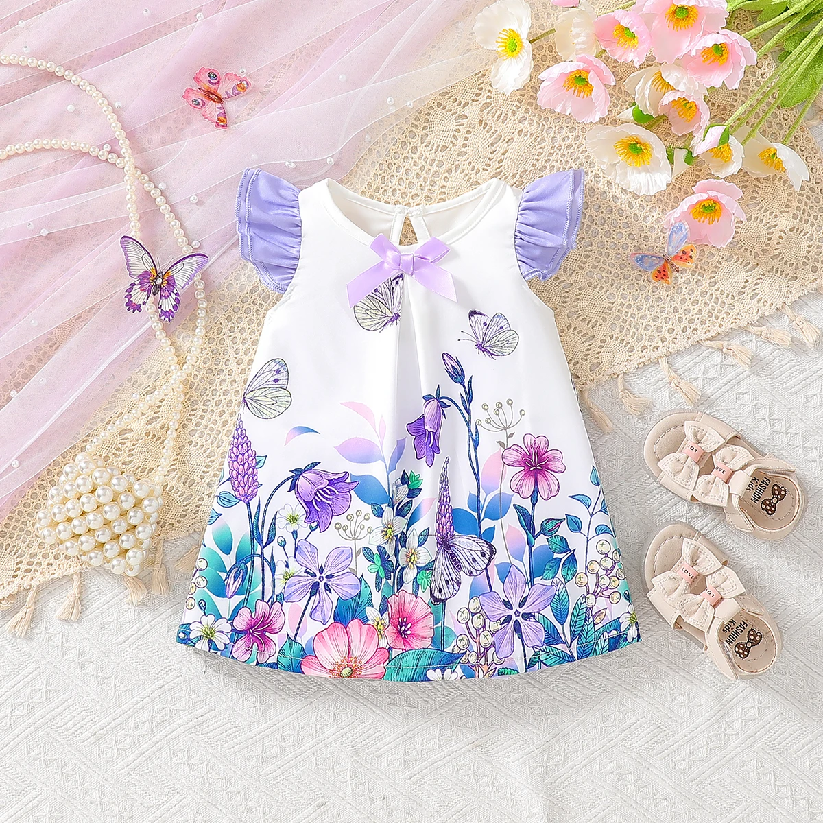 

2025 Summer New Arrival! Baby Girl’s Bow Print Dress: Sweet, Cute, and Super Versatile.