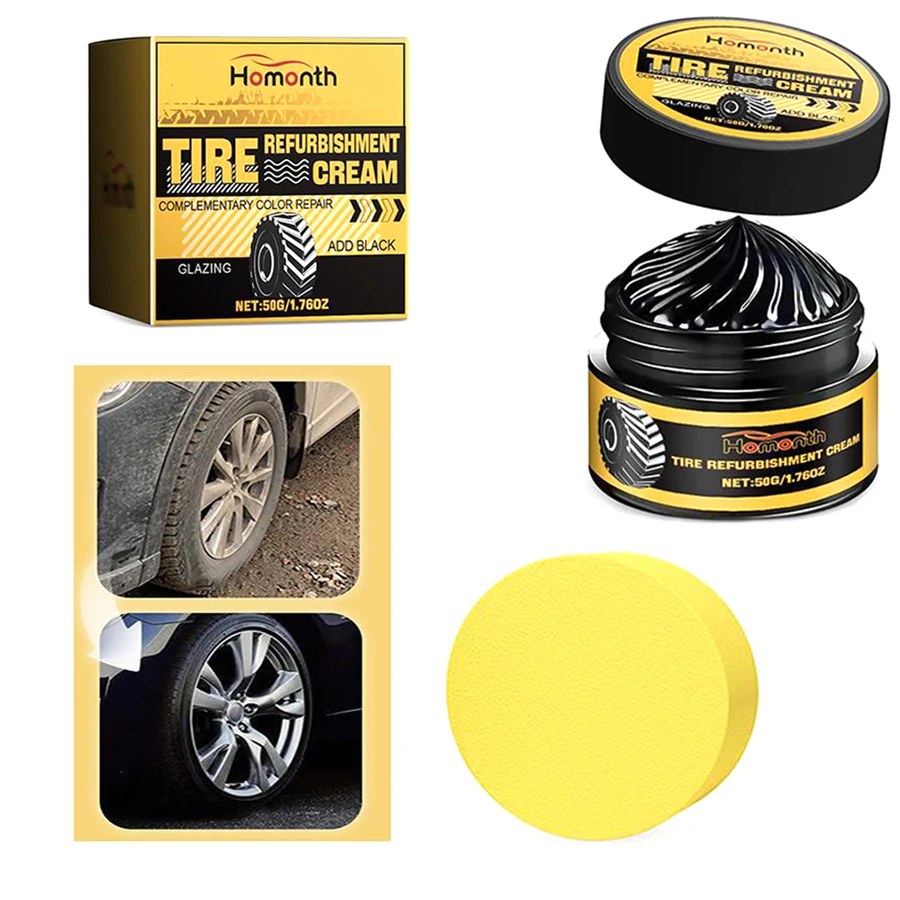 50g Tire Coating Wax Car Tire Retreading And Film Plating Cream Tire Shine Coating Wax Auto Rubber Parts Shiny Paste Anti-Aging