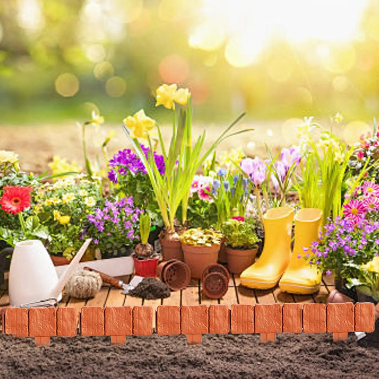 Landscape Edging Border 20-Piece No Dig Flexible Heavy Duty Garden Border Landscape Edging for Outdoor Yard Lawn Patio Deck