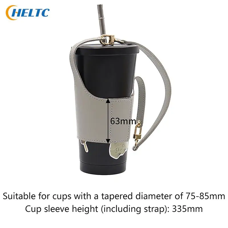 Leather Cup Cover Pouch Portable Water Bottle Sleeve Bag Leather Carrying Strap Insulating Cups Milk Tea Coffee Cups Accessories image 2