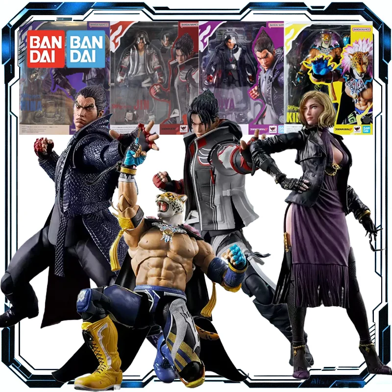 Bandai Original S.H.Figuarts TEKKEN 8 KAZUYA MISHIMA Y JIN KAZAMA Kit de modelo terminado Anime juguetes de acción completa regalos para niños
