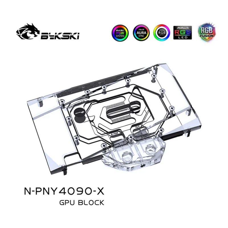 Bykski-Bloco de GPU para PNY RTX 4090, Watercooler, Backplate CNC, 5V, 12V, RGB, MB, SYNC, N-PNY4090-X