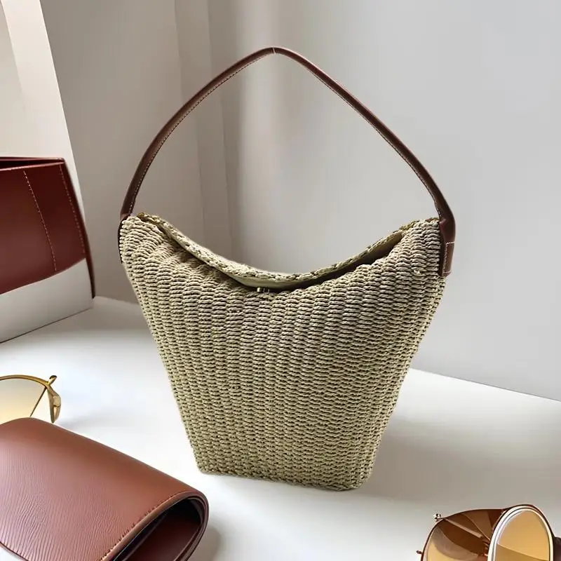 

Summer Beach Woven Armpit Bag Casual Crochet Tote Shopping Bags New Women Shouder Bohemian Straw Underarm Bag