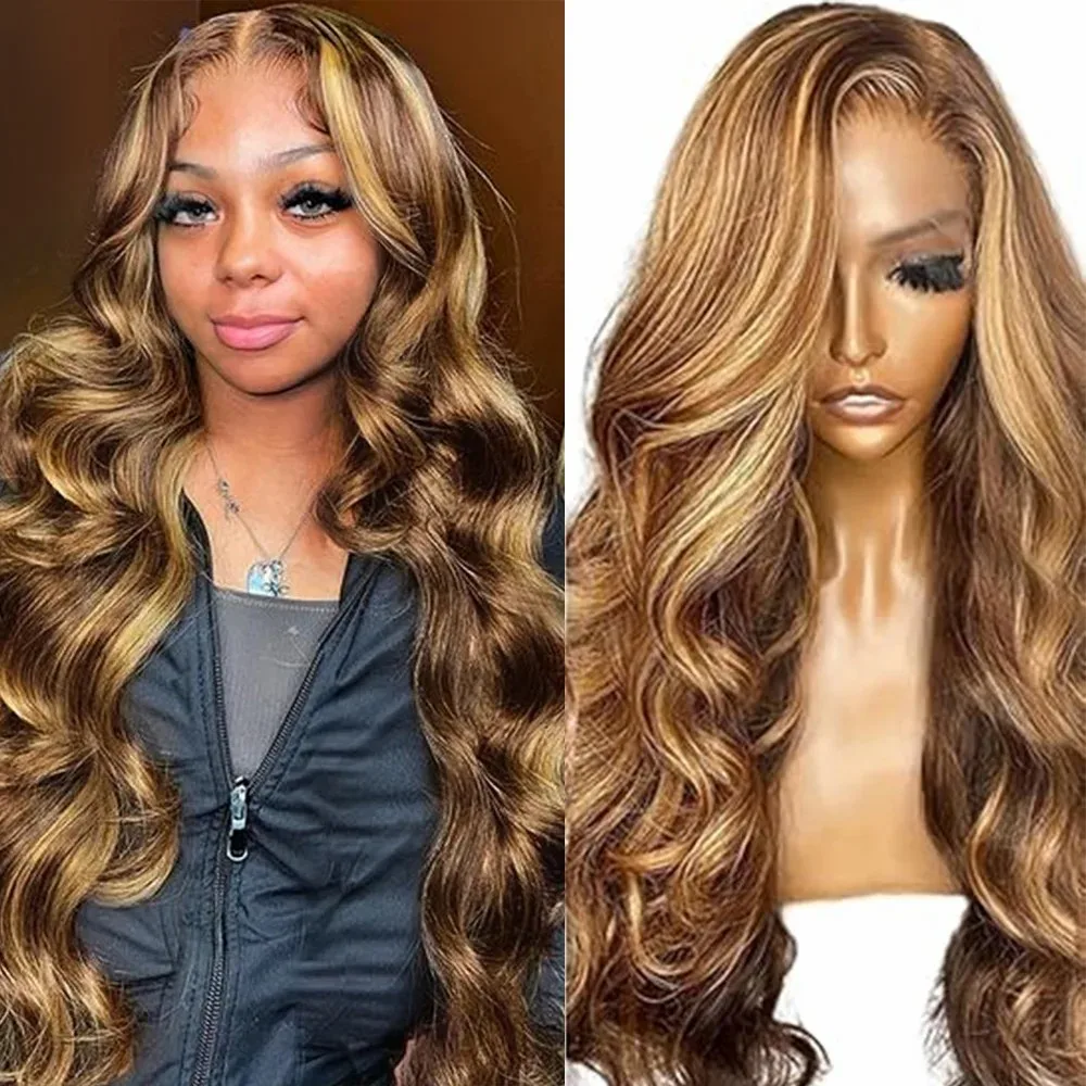 13x6 Lace wig 36 inches human hair 200 density HD Front Wigs Highlight Body Wave Lace Front Wig