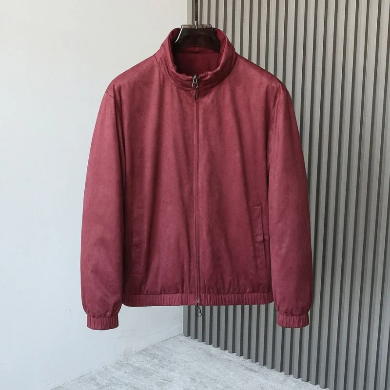 خريف/شتاء نمط جديد كلاسيكي رجال الأعمال عادية قطعتين النمط الإيطالي موضة الجلود والبوليستر النسيج #6