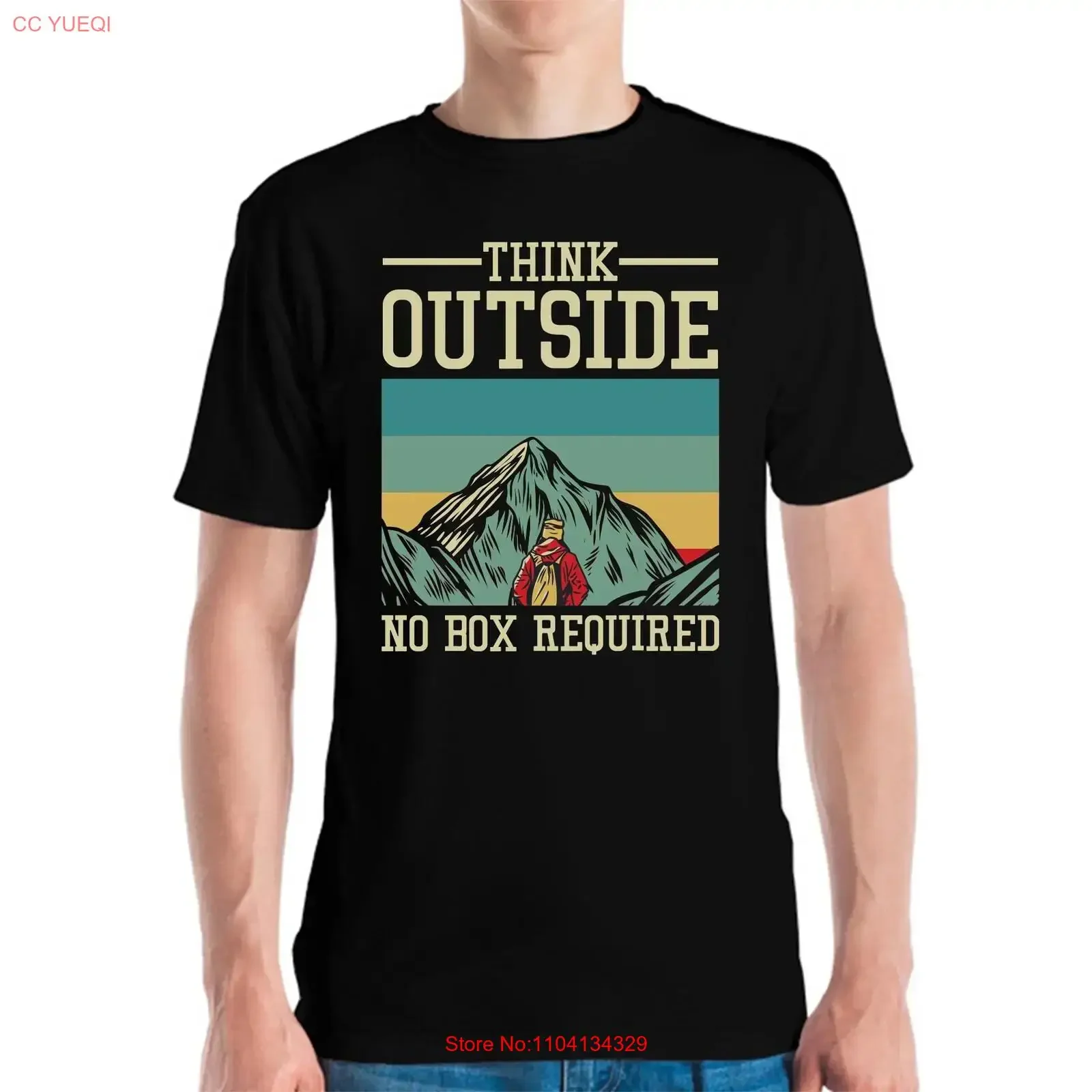 Funny Hiker Hiking Think Outside No Box Required Nature Camping Mountains T Shirt For  vintage Washed streetwear Comfortable
