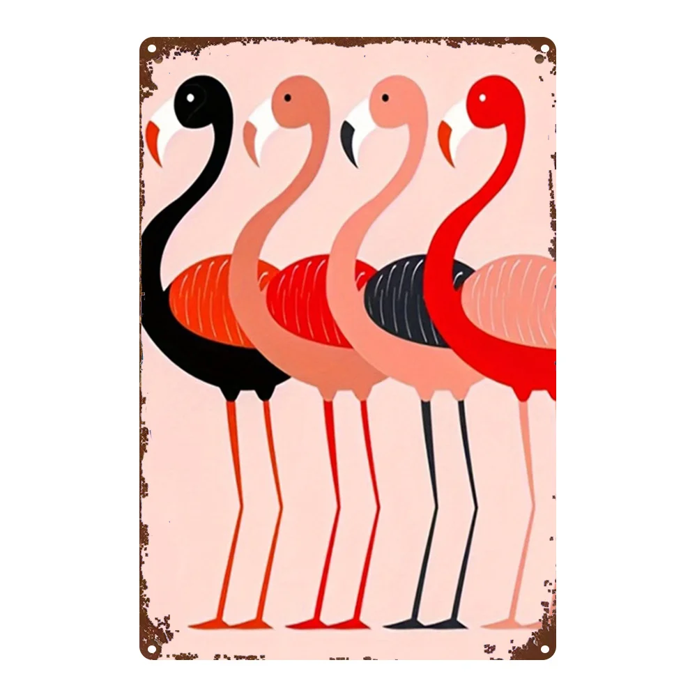 1pc Painting of Five Flamingos Against a Pink Background, Iconic Painting Characters, Suitable for Rustic Wall Decoration in Liv