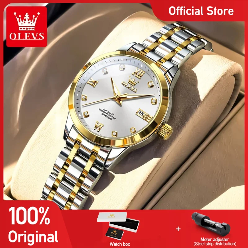 

OLEVS 9946 Ladies Watch Luxury Fashion Elegant Automatic Mechanical Watch Stainless Steel Date Watch For Women Bracelet Set