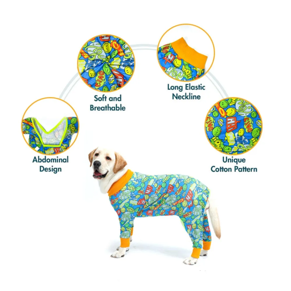 Dog Long Sleeve 4 Legs Pajamas For Surgery Recovery Anti Licking Wound Care Onesie Stretchy Fabric Soft Cotton Pet Jumpsuit